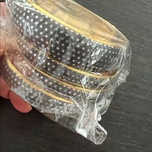 Polka Dot Gray Grey and brass Gold Bangles Stacked Layered Bracelet set India